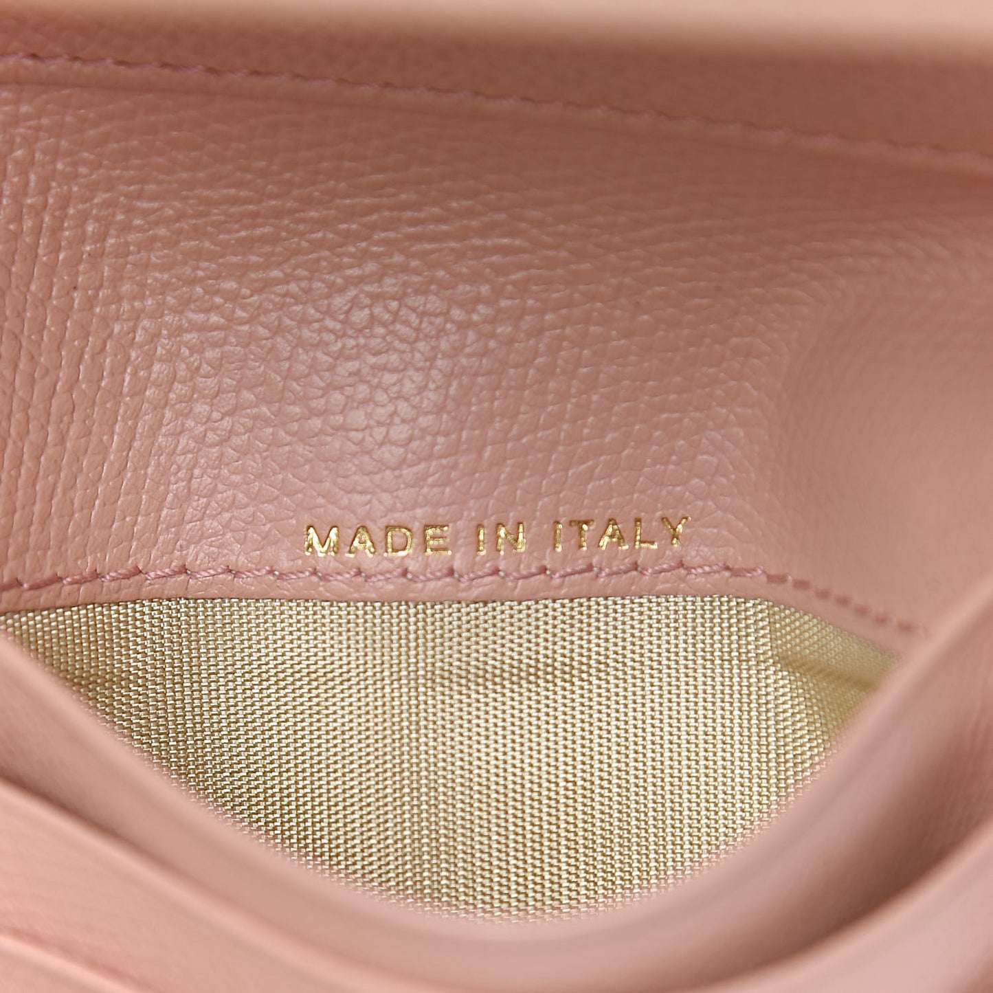 Grained Calfskin CC Button Compact Wallet Pink