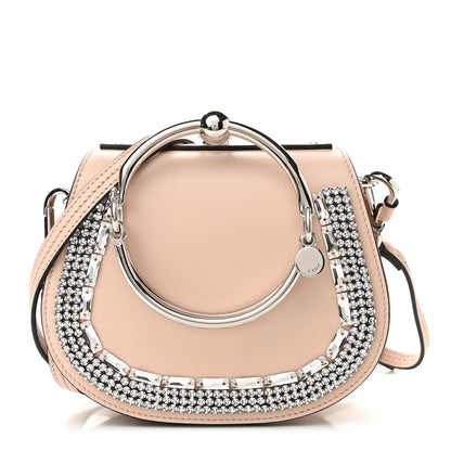 Chloe Calfskin Crystal Embellished Small Nile Bracelet Bag Cement Pink 1 of 8