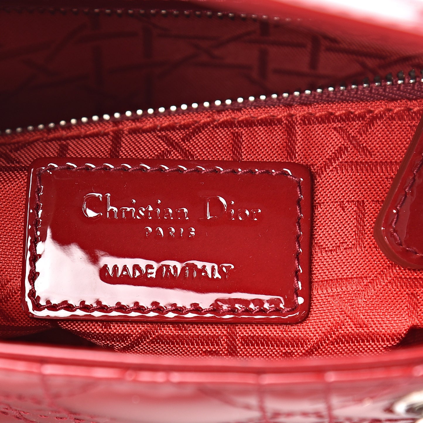 Patent Cannage Mini Lady Dior Red