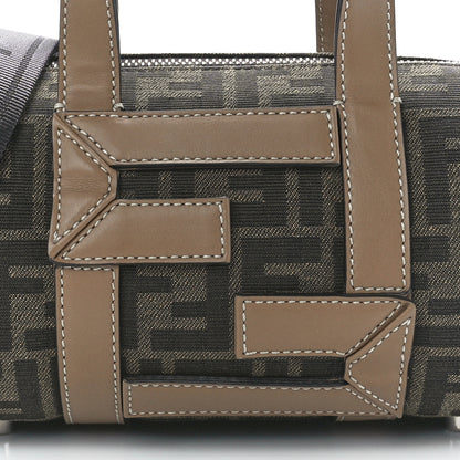 Fendi Recycled Fabric Jacquard Vitello Grace FF 1974 Mini O'Lock Bowling Bag Tobacco Moro Sand 8 of 11
