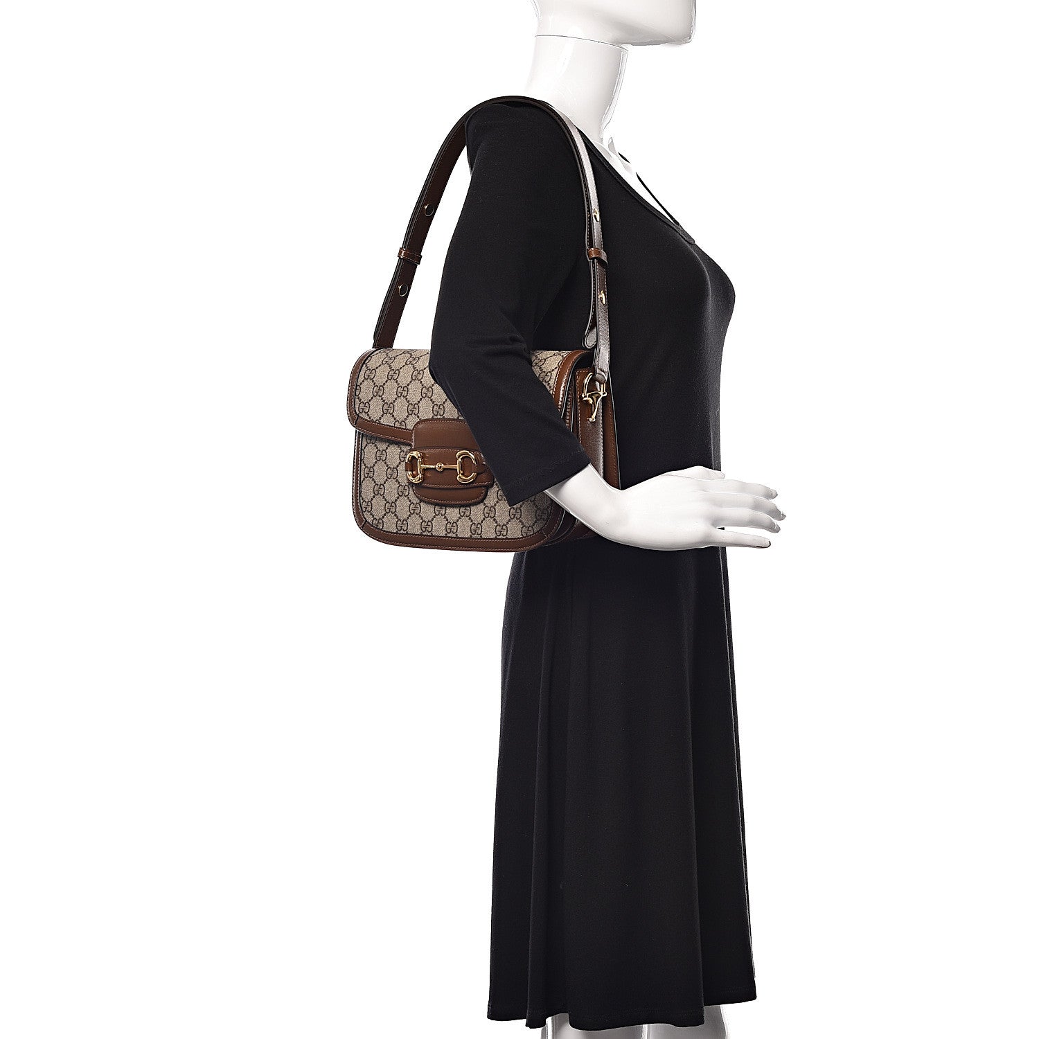 Gucci GG Supreme Monogram Horsebit 1955 Shoulder Bag Beige Brown Sugar 2 of 10