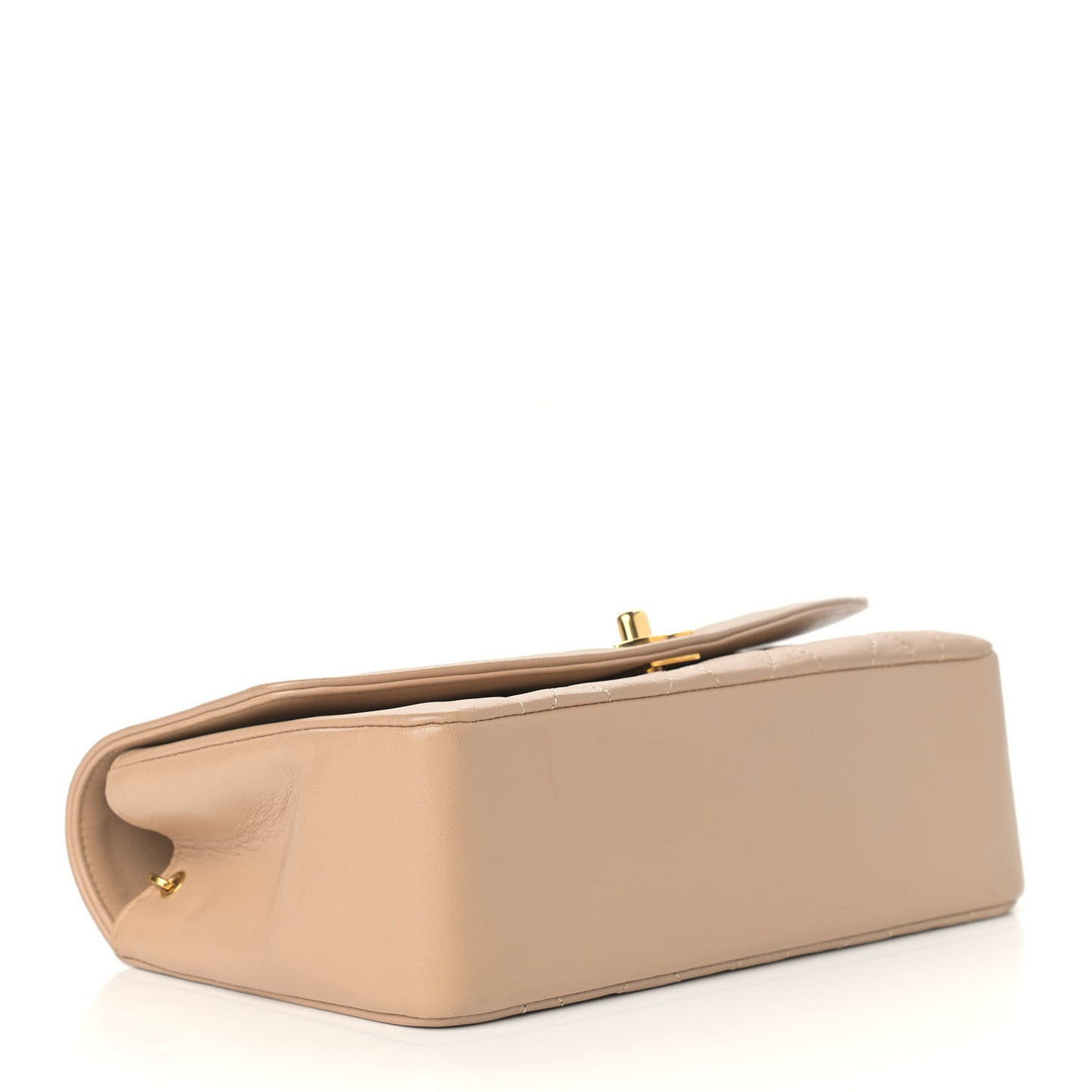 Lambskin Quilted Small Single Flap Beige