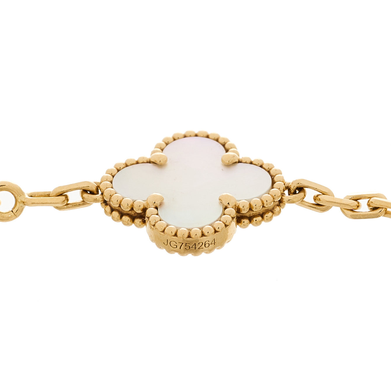 18K Yellow Gold Mother of Pearl 5 Motifs Vintage Alhambra Bracelet