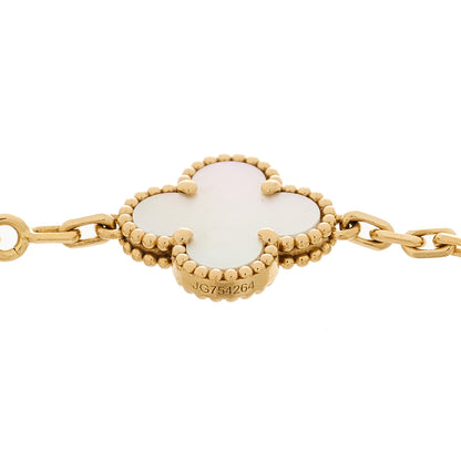 Van Cleef & Arpels 18K Yellow Gold Mother of Pearl 5 Motifs Vintage Alhambra Bracelet 3 of 5