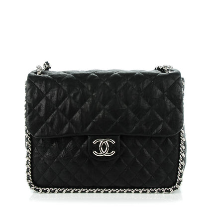 Chanel Washed Lambskin Quilted Maxi Chain Around Flap Black 1 of 7