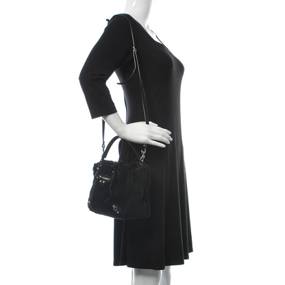 Balenciaga Shearling Suede Classic Silver Hardware Papier Mini A4 Tote Black 2 of 9