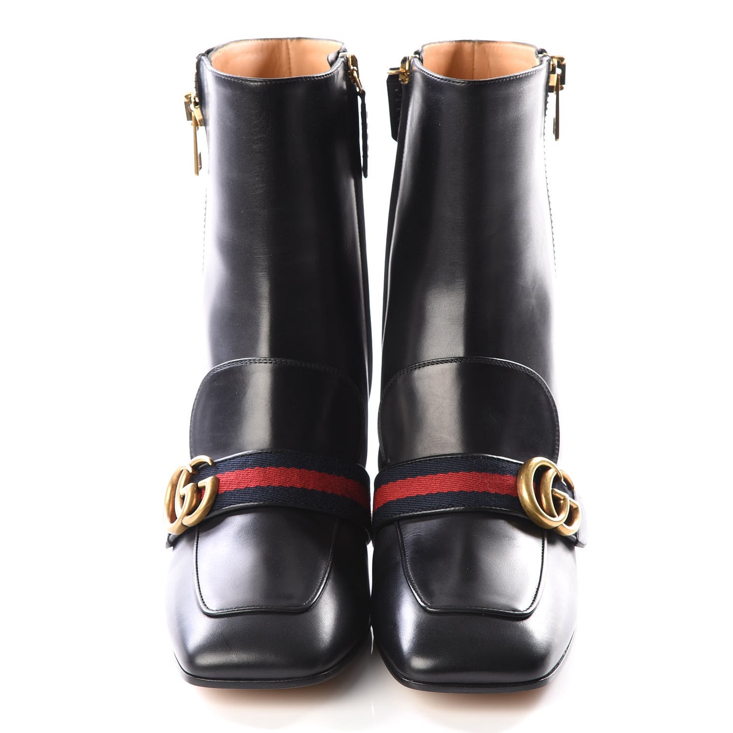 Betis Glamour Calfskin Web Pearl Embellished Peyton 75mm Ankle Boots 40.5 Black