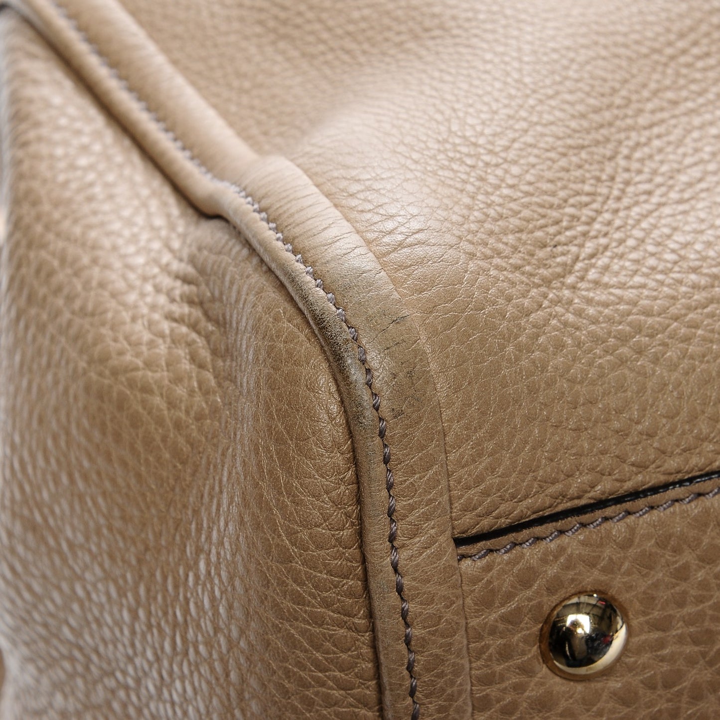 Pebbled Calfskin Medium Soho Shoulder Bag Camelia