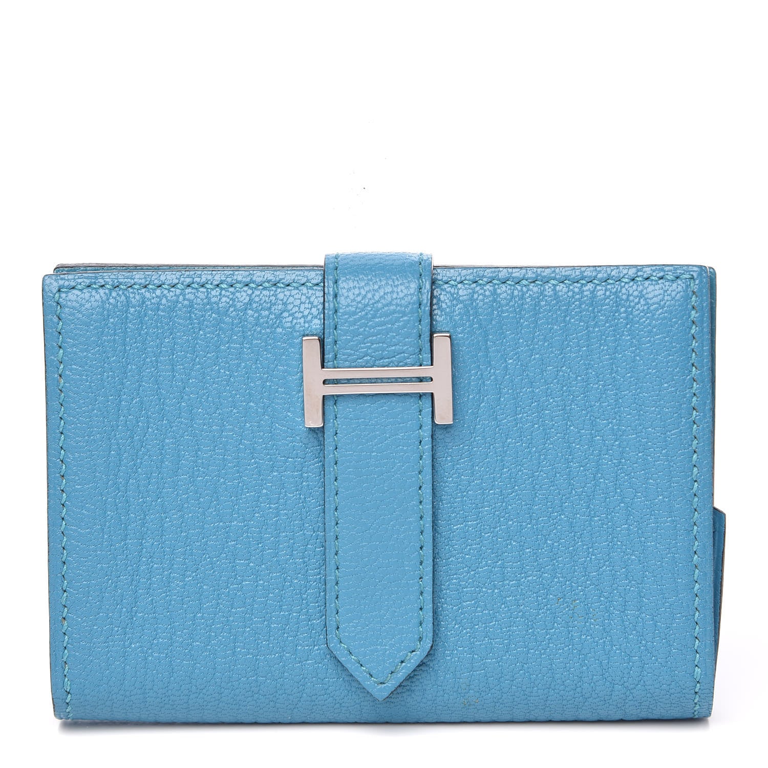 Hermes Chevre Mysore Mini Bearn Wallet Bleu Azteque 1 of 10