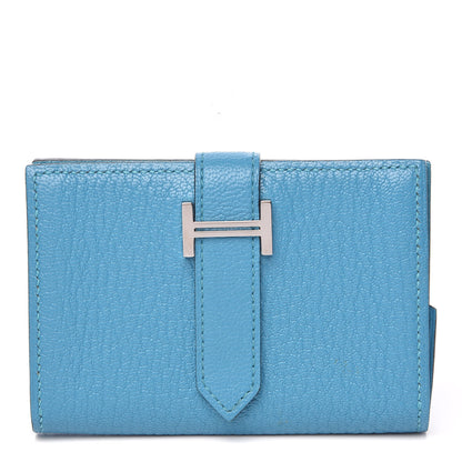 Hermes Chevre Mysore Mini Bearn Wallet Bleu Azteque 1 of 10