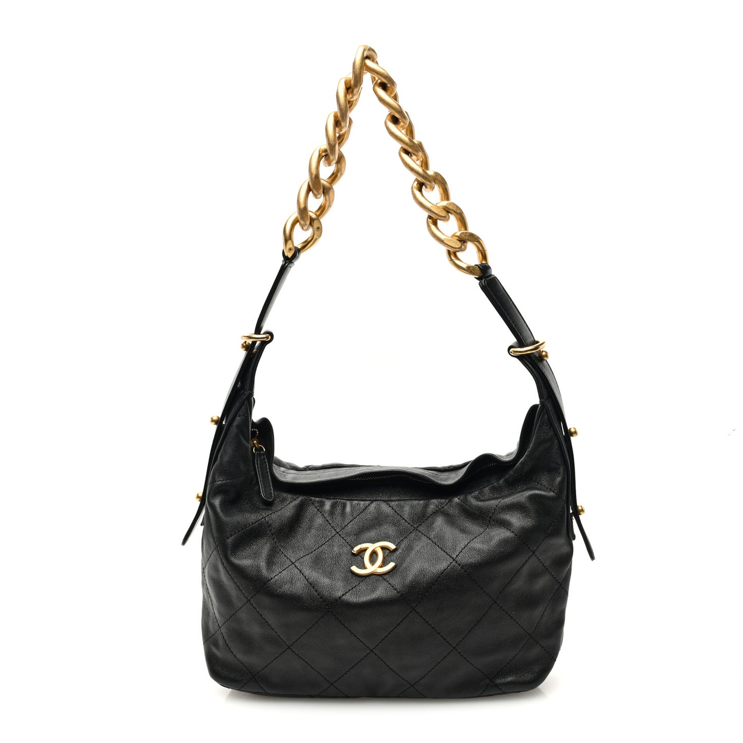 Calfskin Quilted Daily Hobo Black