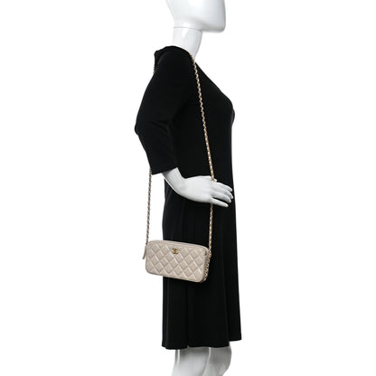 Chanel Lambskin Quilted Small Clutch With Chain Off White 2 of 13