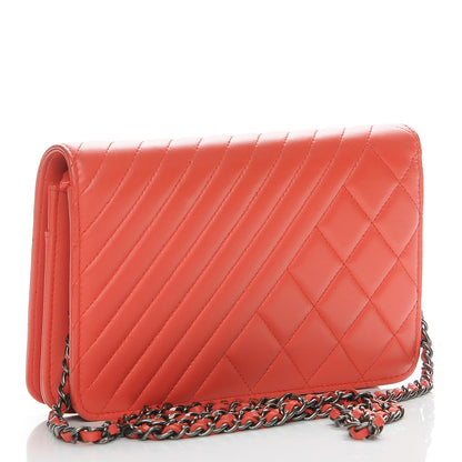Chanel Lambskin Quilted Coco Boy Wallet On Chain WOC Orange 3 of 9