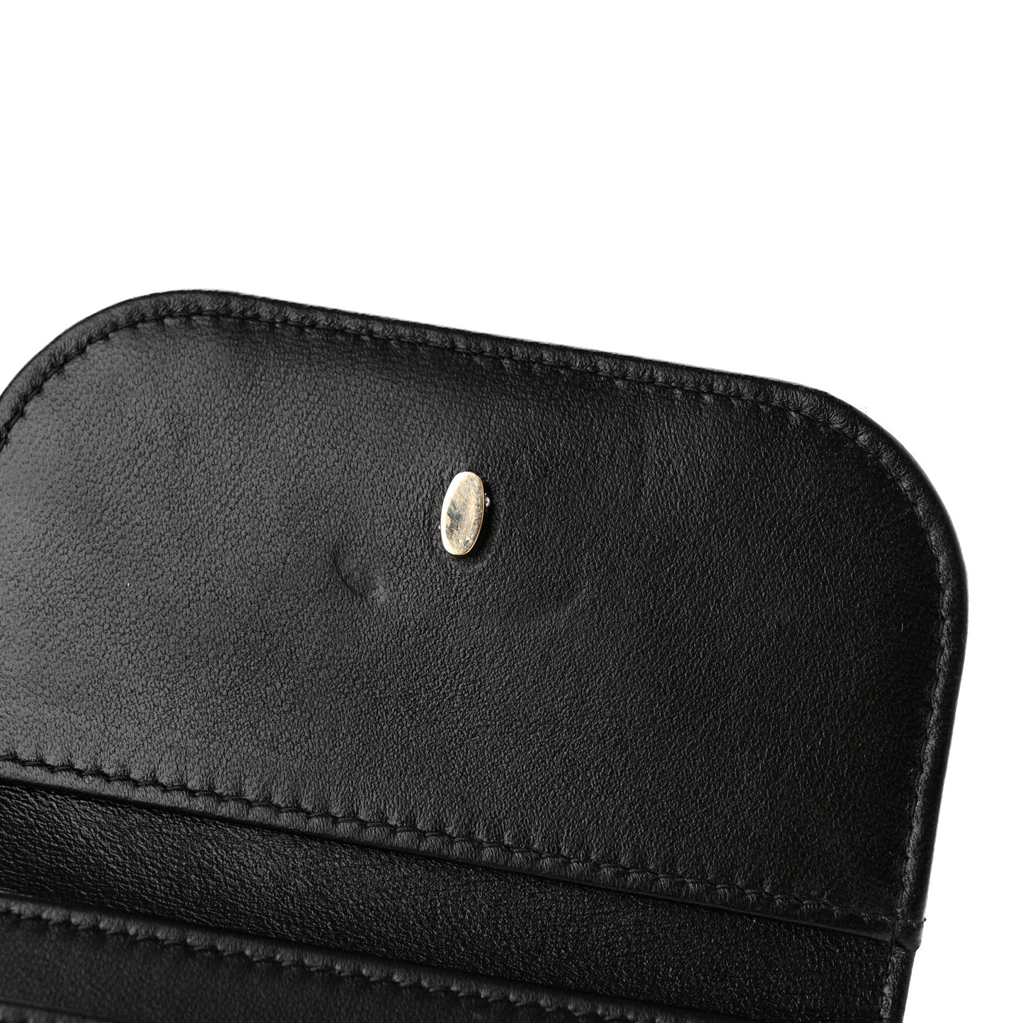 Lambskin Quilted Flap Card Holder Black