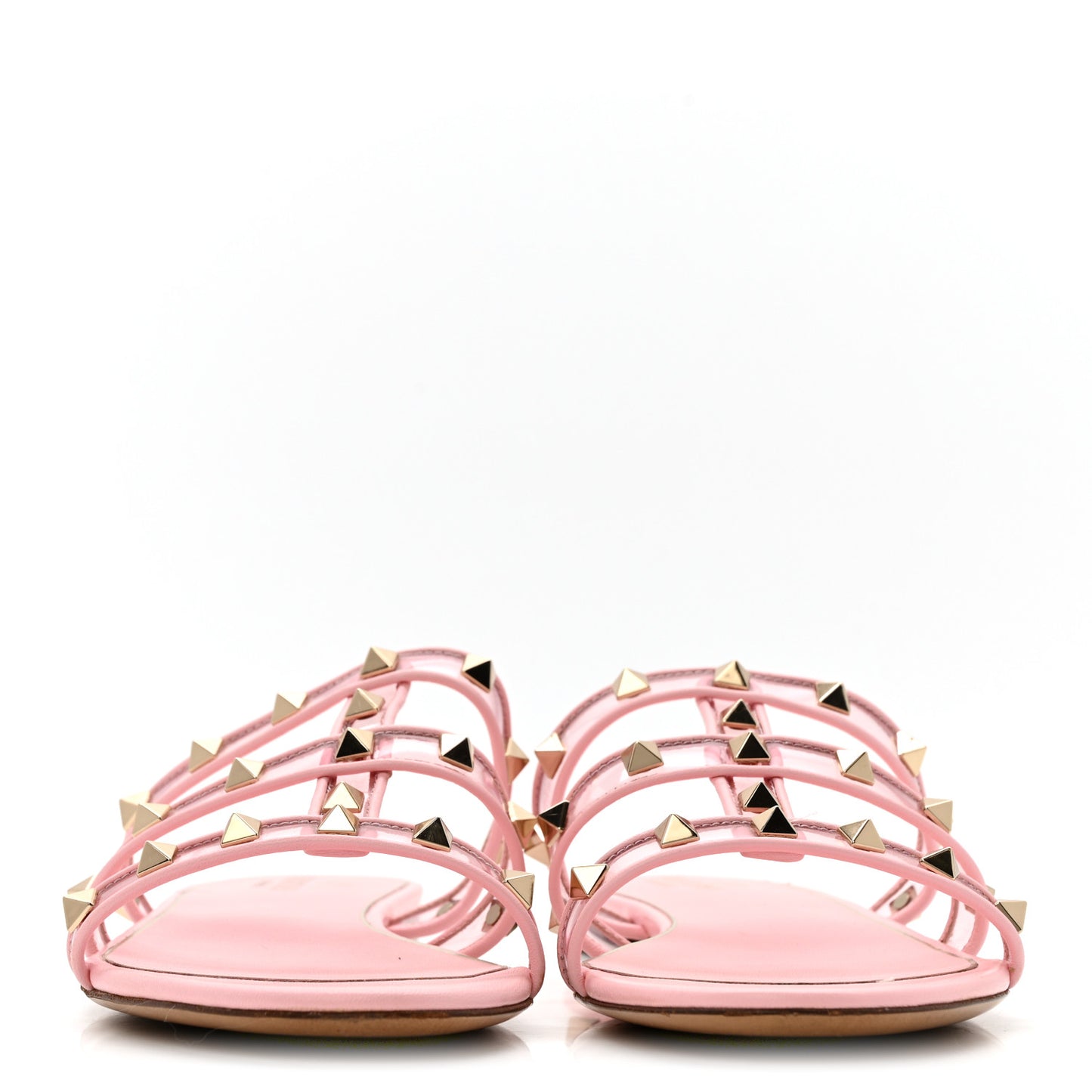 Rockstud PVC Caged Flat Slide Sandals 39.5  Pink
