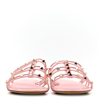Valentino Garavani Rockstud PVC Caged Flat Slide Sandals 39.5  Pink 3 of 10