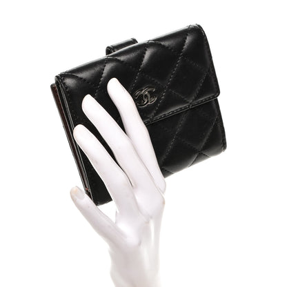 Chanel Lambskin Quilted Compact French Flap Wallet Black 2 of 9