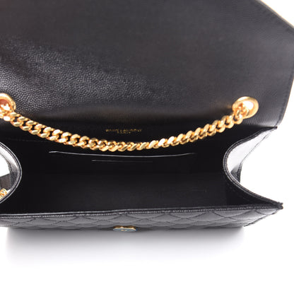 Saint Laurent Grain De Poudre Textured Mixed Matelasse Triquilt Small Monogram Satchel Black 5 of 9