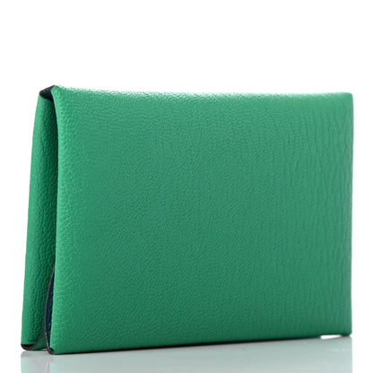 Hermes Chevre Mysore Calvi Duo Card Case Menthe Vert Bosphore 3 of 7