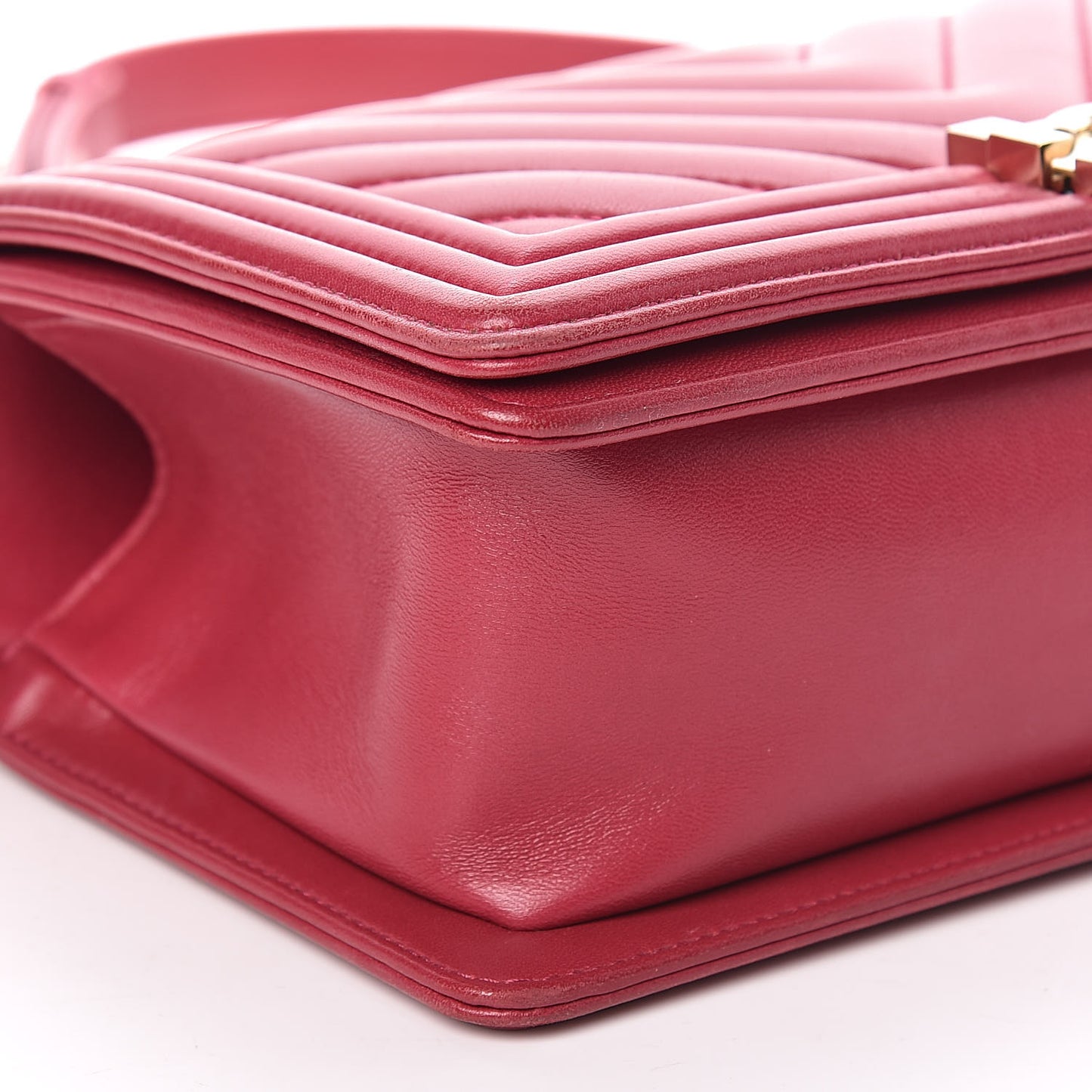 Calfskin Chevron Quilted Medium Boy Flap Dark Pink