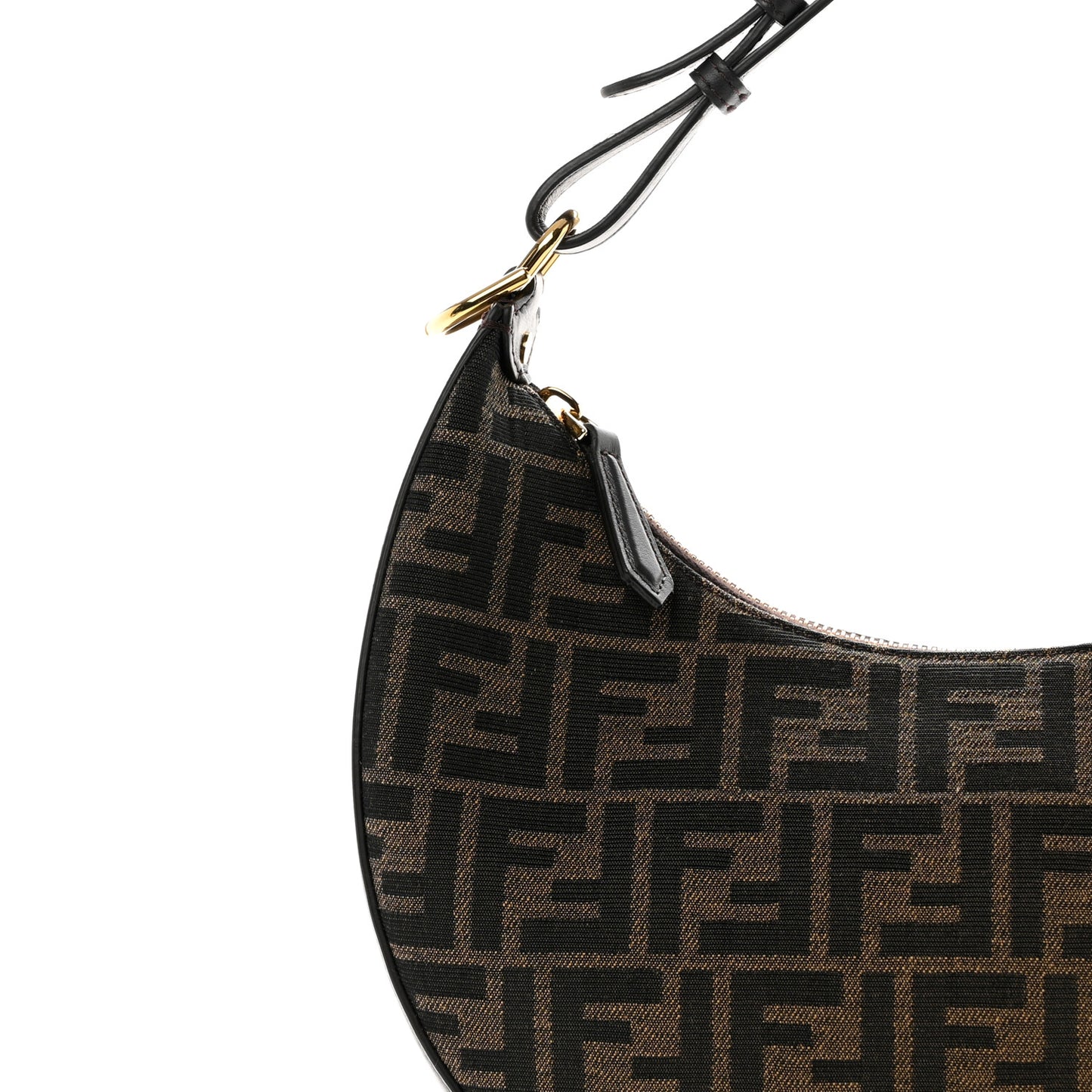 Fabric Jacquard Vitello Grace FF 1974 Small Fendigraphy Hobo Bag Tobacco Moro Ebano
