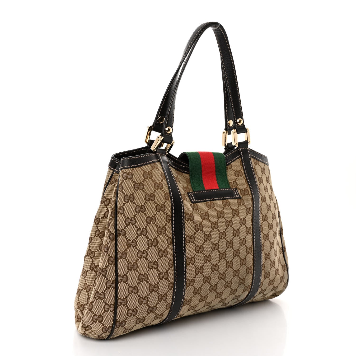 Gucci Monogram New Ladies Web Tote Dark Brown 3 of 9