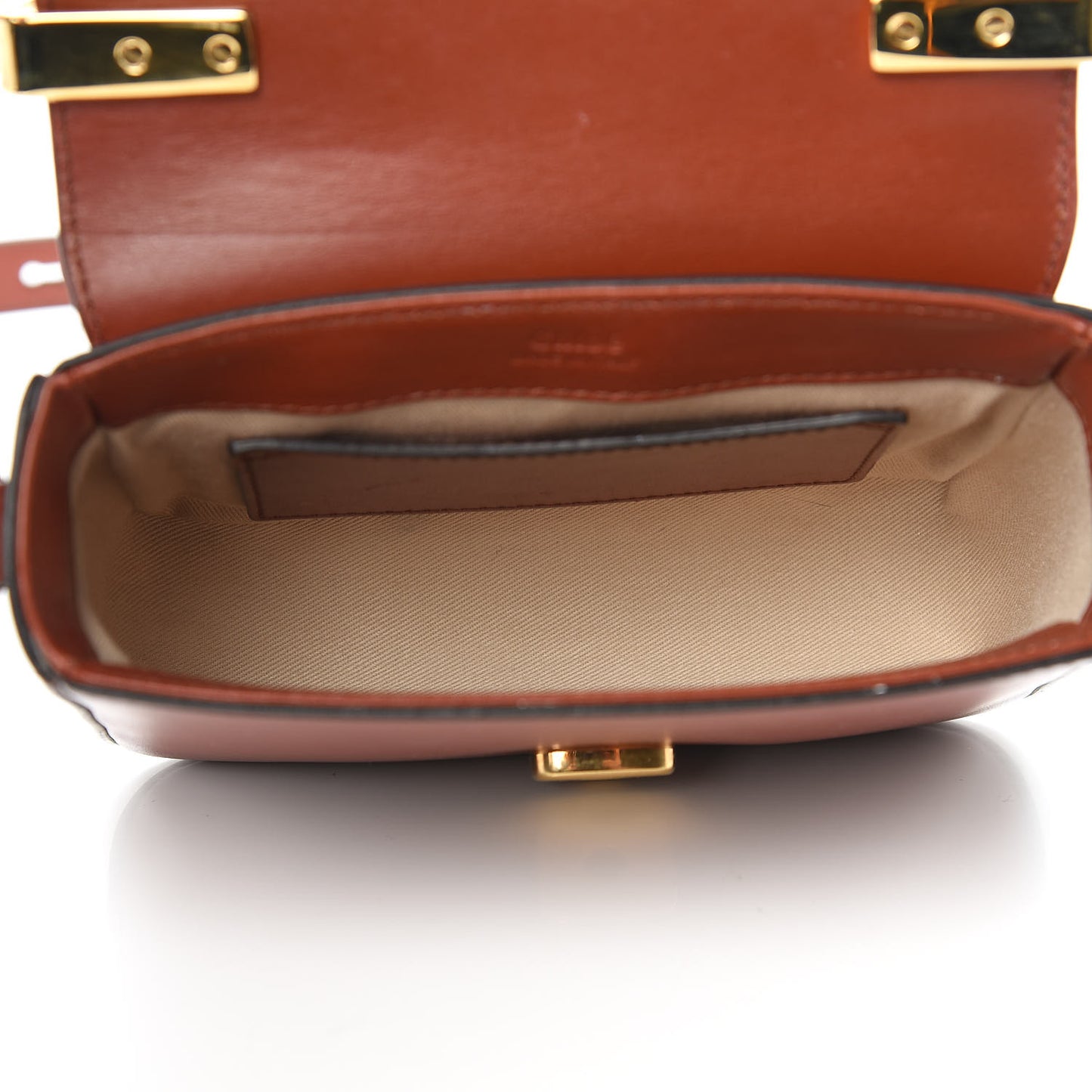 Shiny Calfskin Suede Mini C Bag Sepia Brown