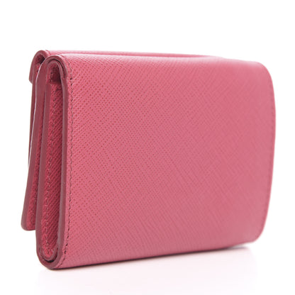 Prada Saffiano Metal Small Tri-Fold Wallet Peonia 3 of 6