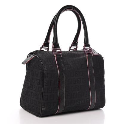 Fendi Zucchino Vitello Elite Enamel Small Forever Boston Black Rosa 3 of 12