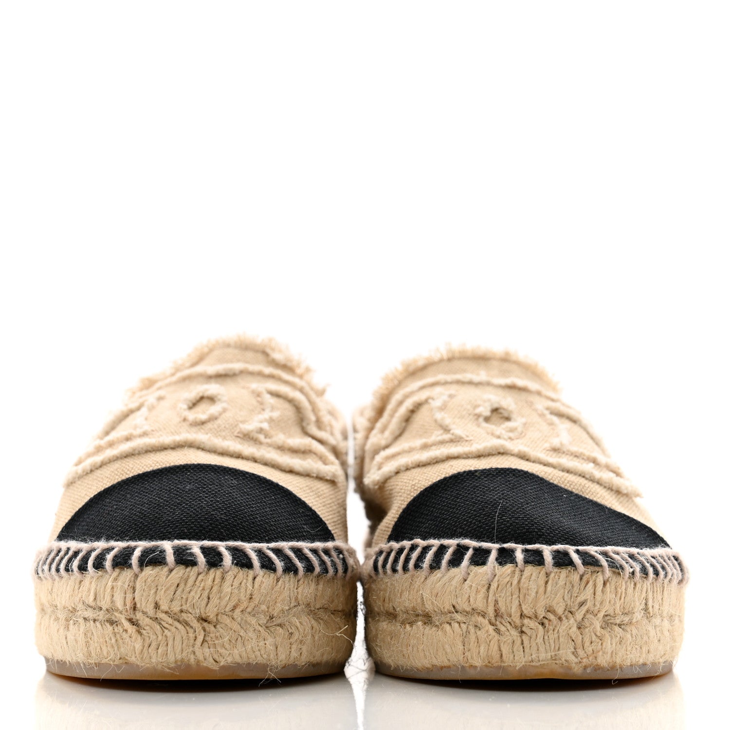 Chanel Linen CC Espadrilles 36 Beige Black 3 of 13
