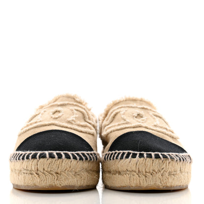 Chanel Linen CC Espadrilles 36 Beige Black 3 of 13