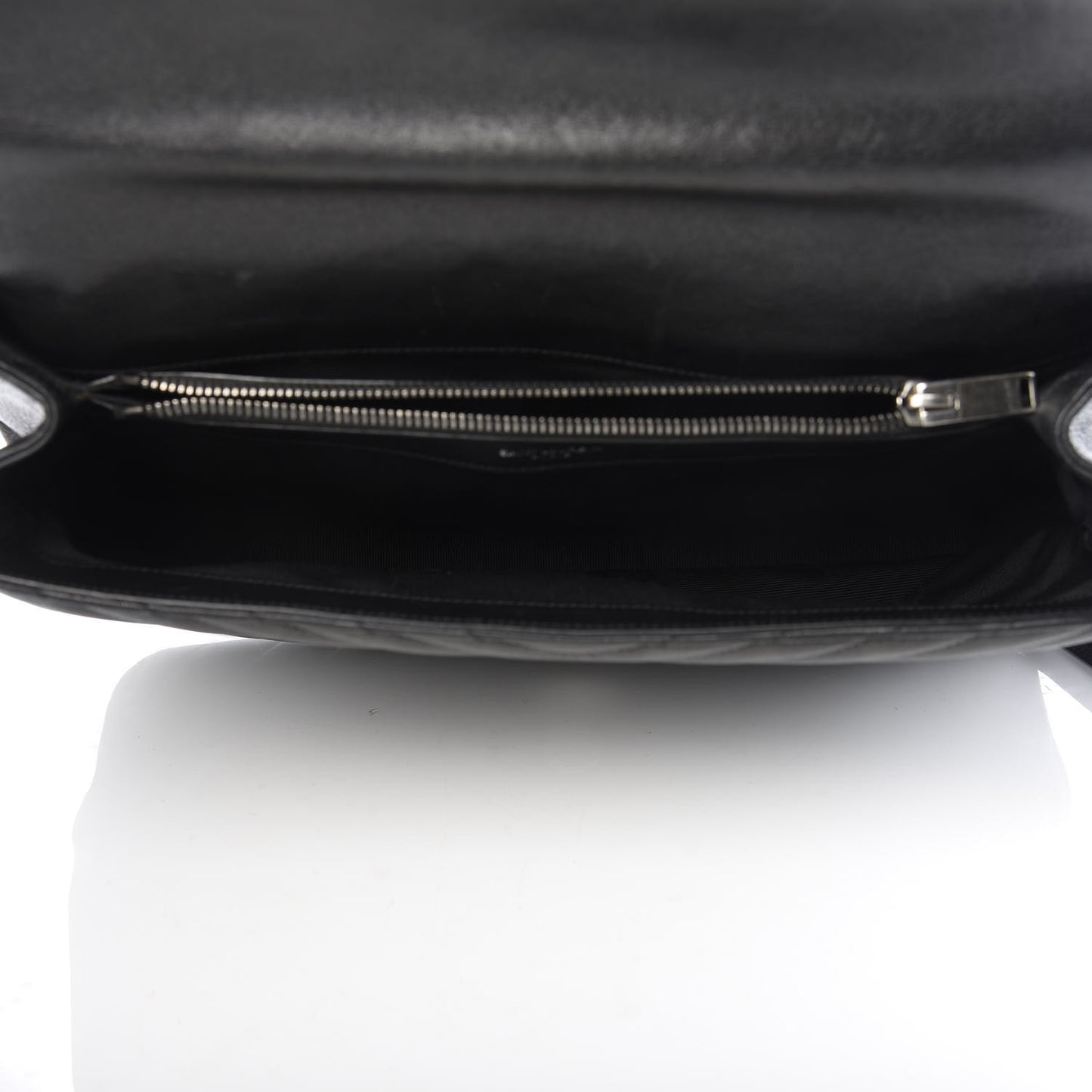 Sheepskin Matelasse Chevron Monogram Large College Satchel Black