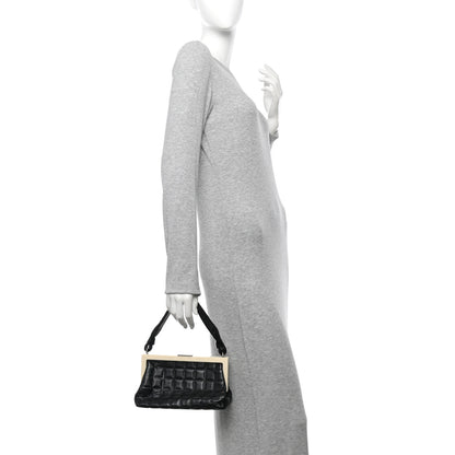 Chanel Lambskin Chocolate Bar Quilted Frame Shoulder Bag Black 2 of 14