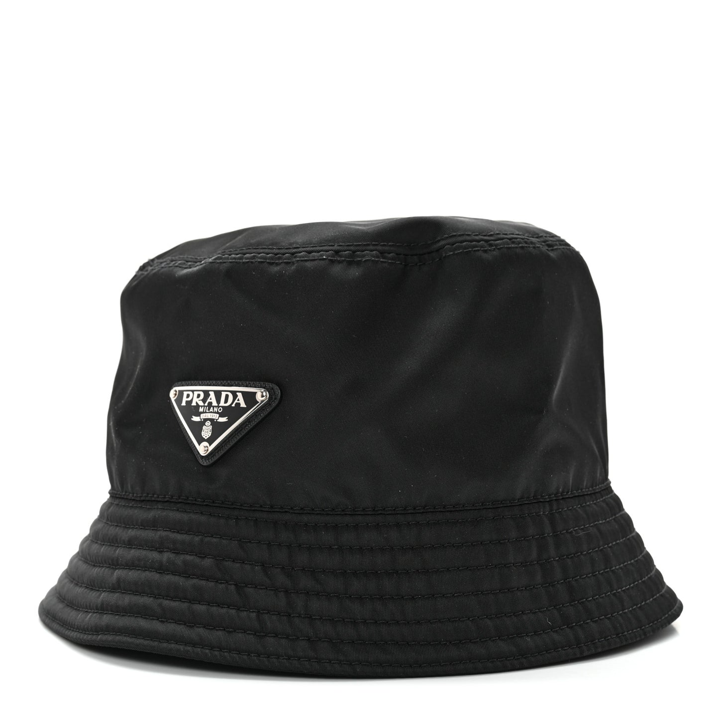 Re-Nylon Metal Triangle Logo Mens Bucket Hat S Black