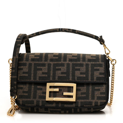 Fendi Fabric Jacquard FF 1974 Mini Baguette Tobacco Moro Black 1 of 10