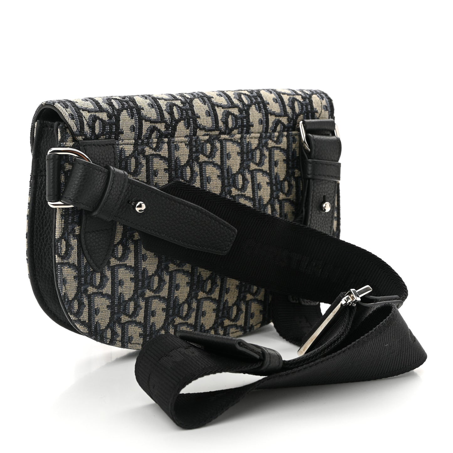 Oblique Saddle Messenger Pouch Beige Black