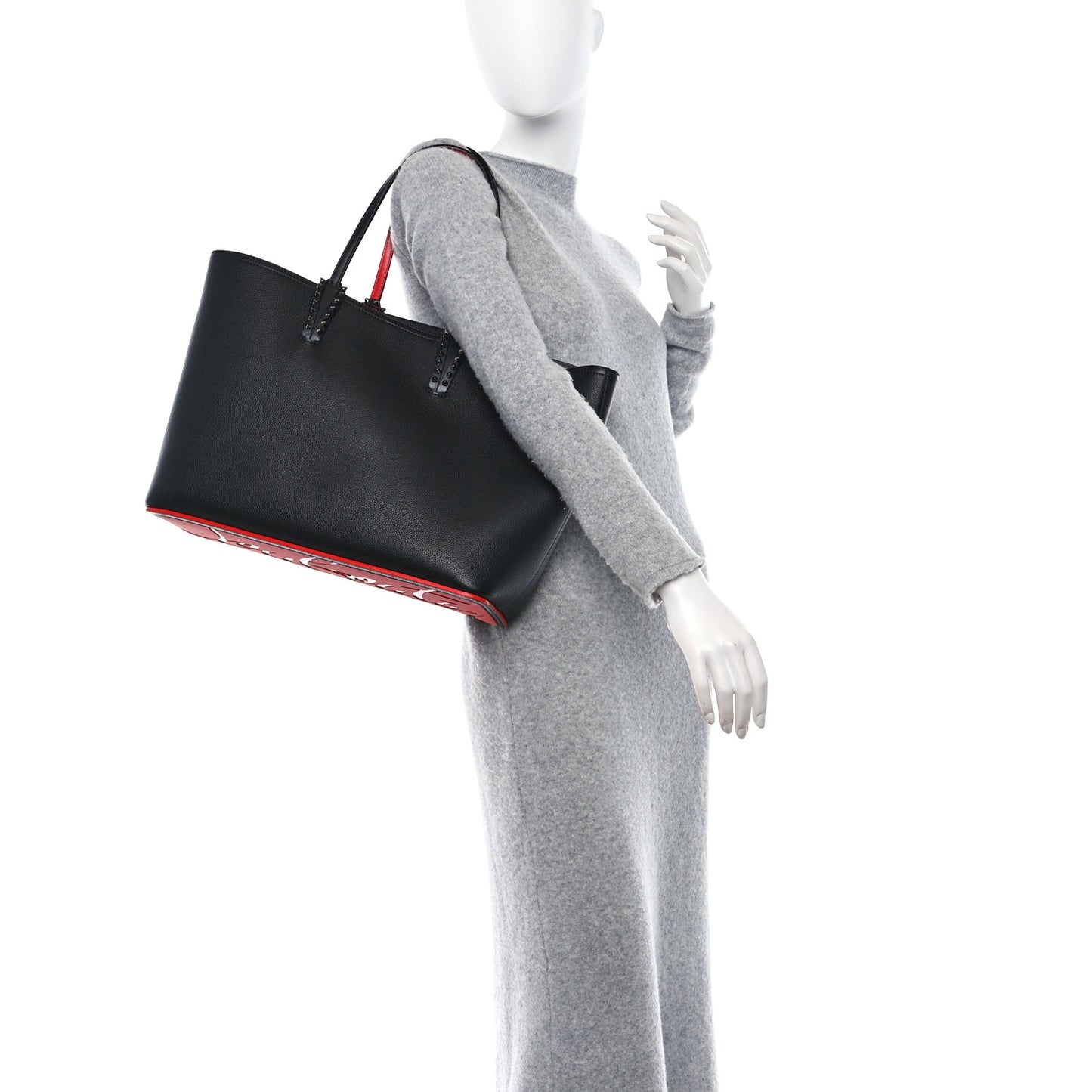 Calfskin Empire Spikes Small East West Cabata Tote Black