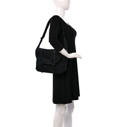 Gucci Monogram Medium Double Buckle Flap Messenger Bag Black 2 of 9