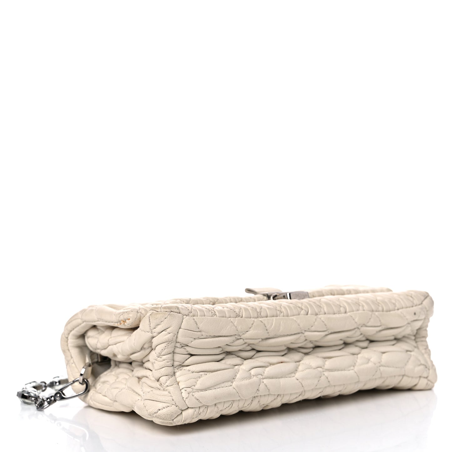 Nappa Matelasse Crystal Shoulder Bag Bianco