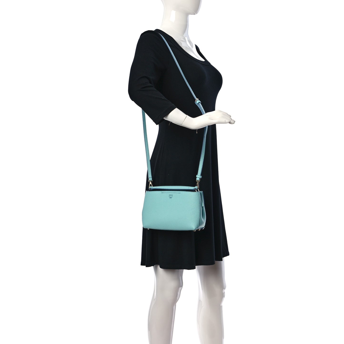 Grained Calfskin Mini Tote Light Blue