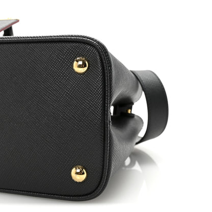 Prada Saffiano Cuir Mini Double Bag Black Fuoco 9 of 9