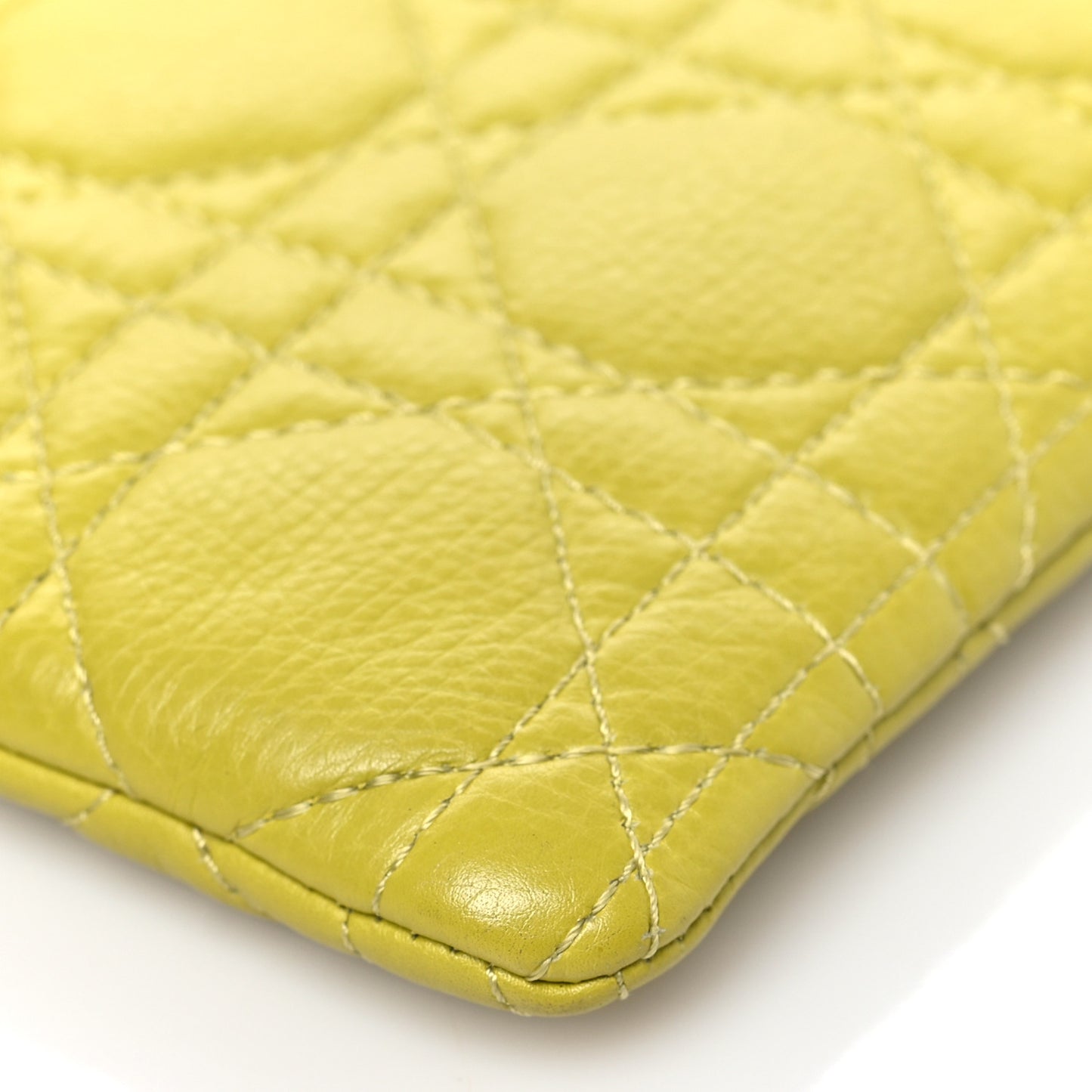 Supple Calfskin Cannage Caro Multifunctional Pouch Lime