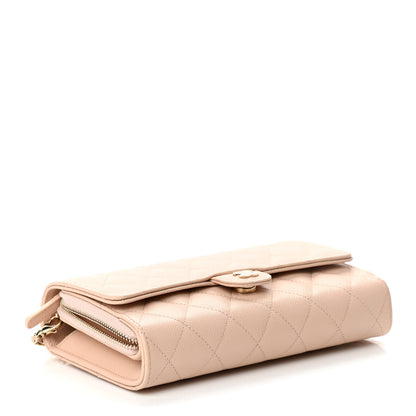 Chanel Caviar Quilted Phone Holder Wallet on Removable Chain Light Beige 4 of 11