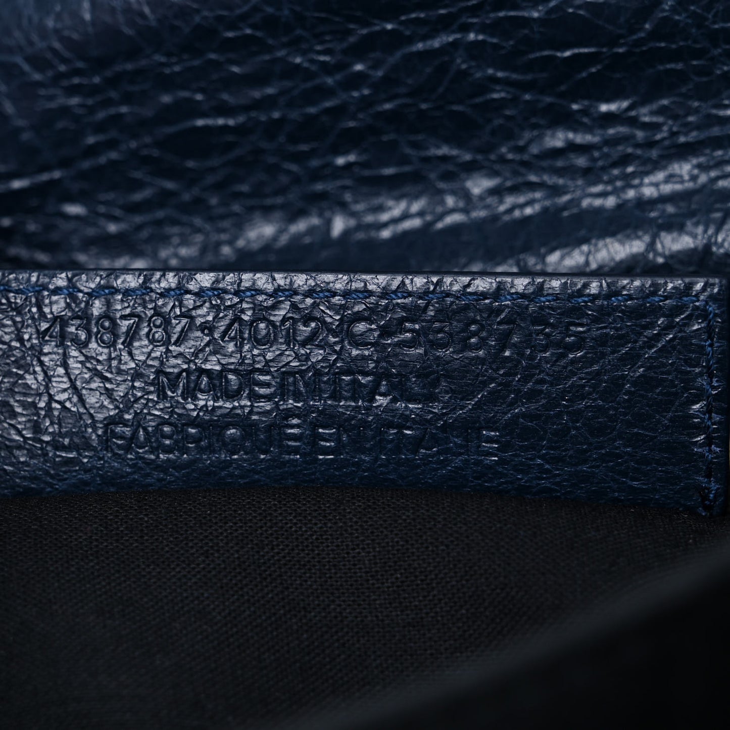 Agneau Giant 12 Gold Hardware Envelope Strap Clutch Bleu Obscur