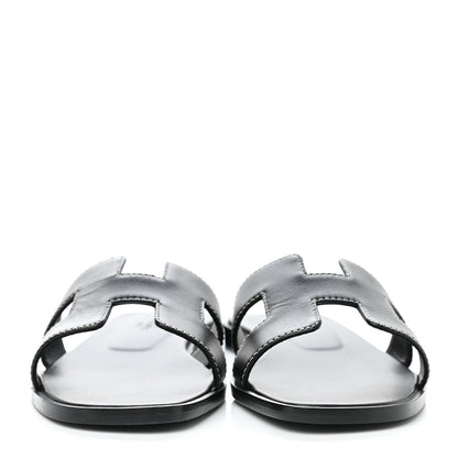 Hermes Box Calfskin Oran Sandals 35 Black 2 of 9
