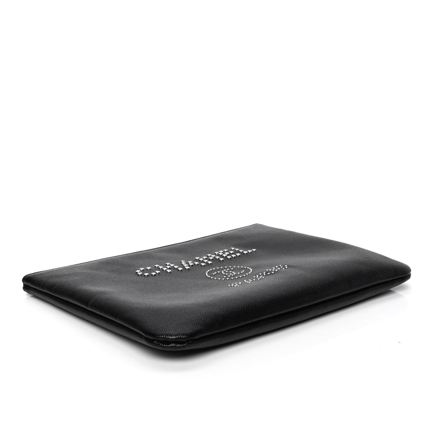 Caviar Studded Medium Deauville Pouch Black