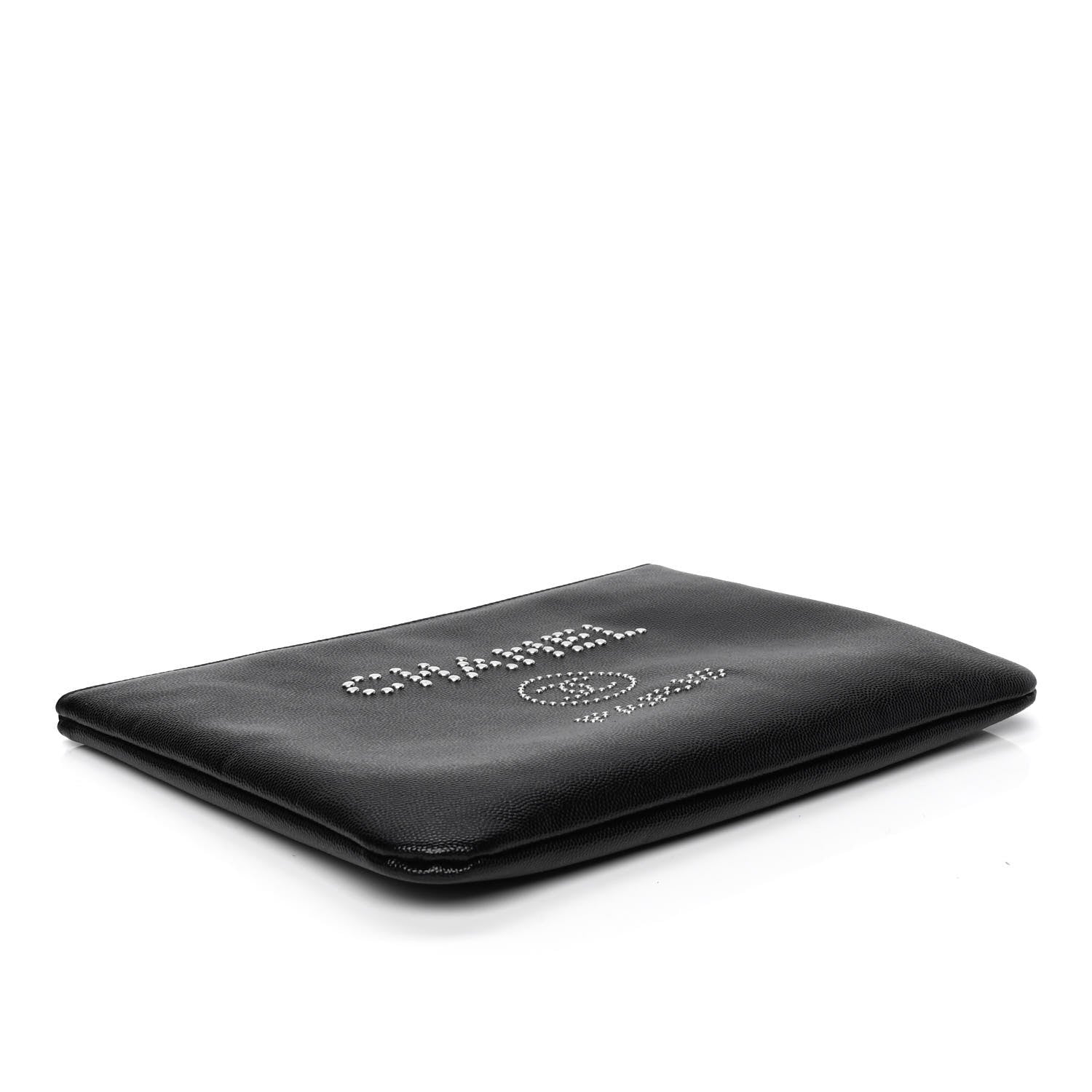 Chanel Caviar Studded Medium Deauville Pouch Black 3 of 4