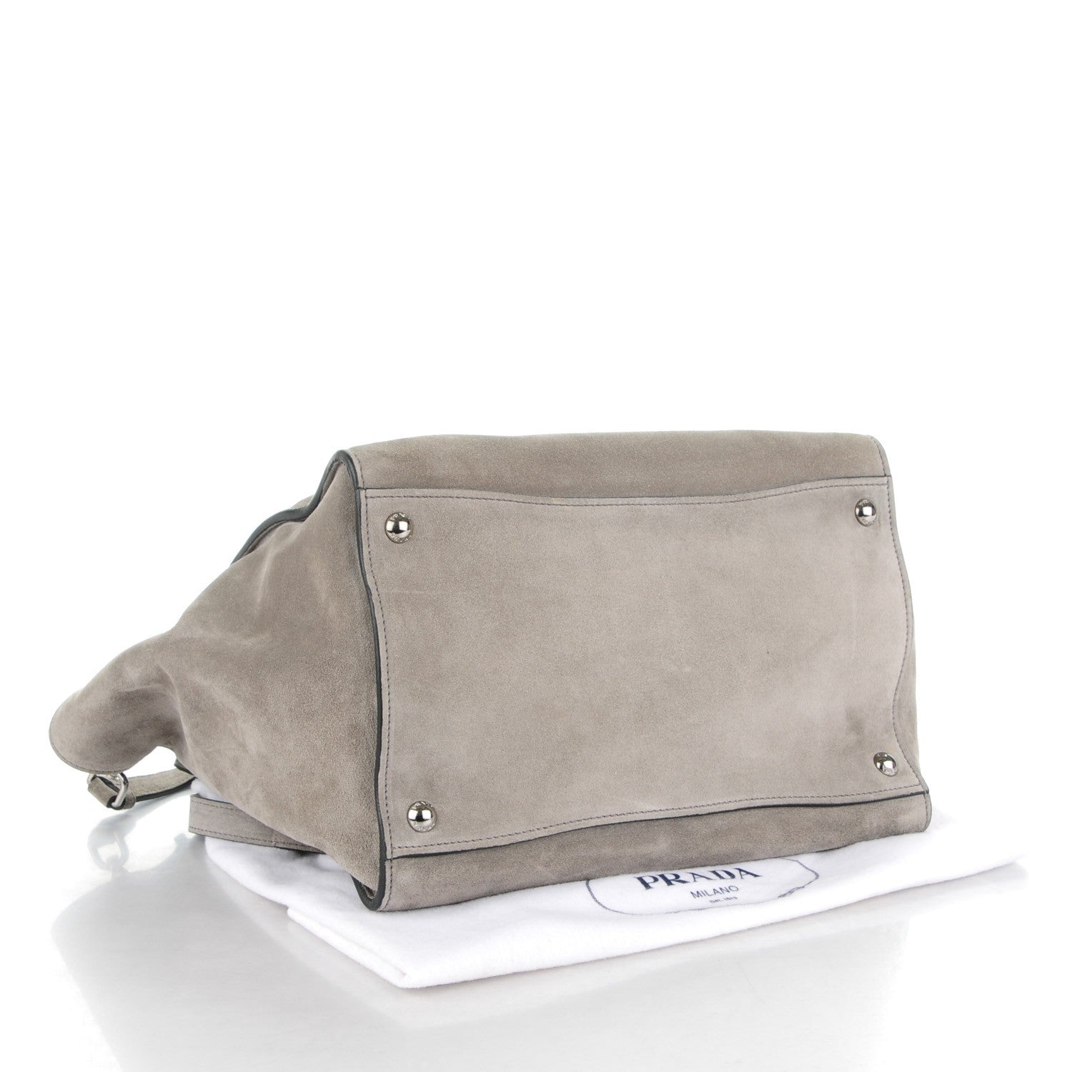 Prada Suede Twin Pocket Tote Acciaio 4 of 9