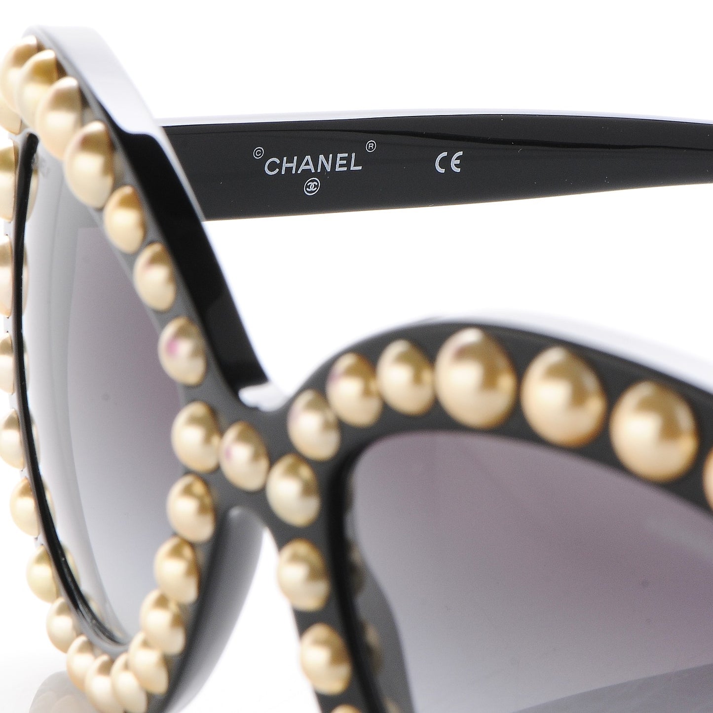 Pearl Cat Eye Sunglasses Gold Black