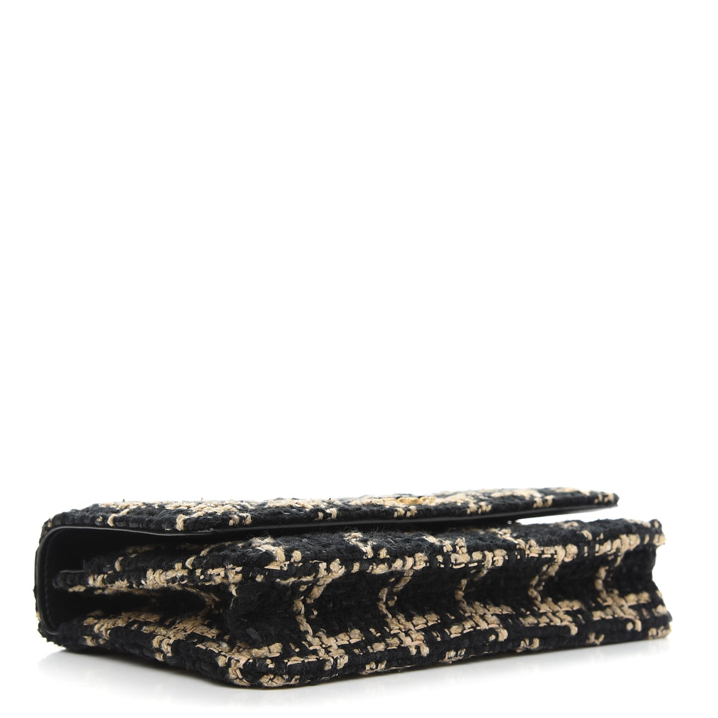 Tweed Quilted Chanel 19 Wallet On Chain WOC Black Beige